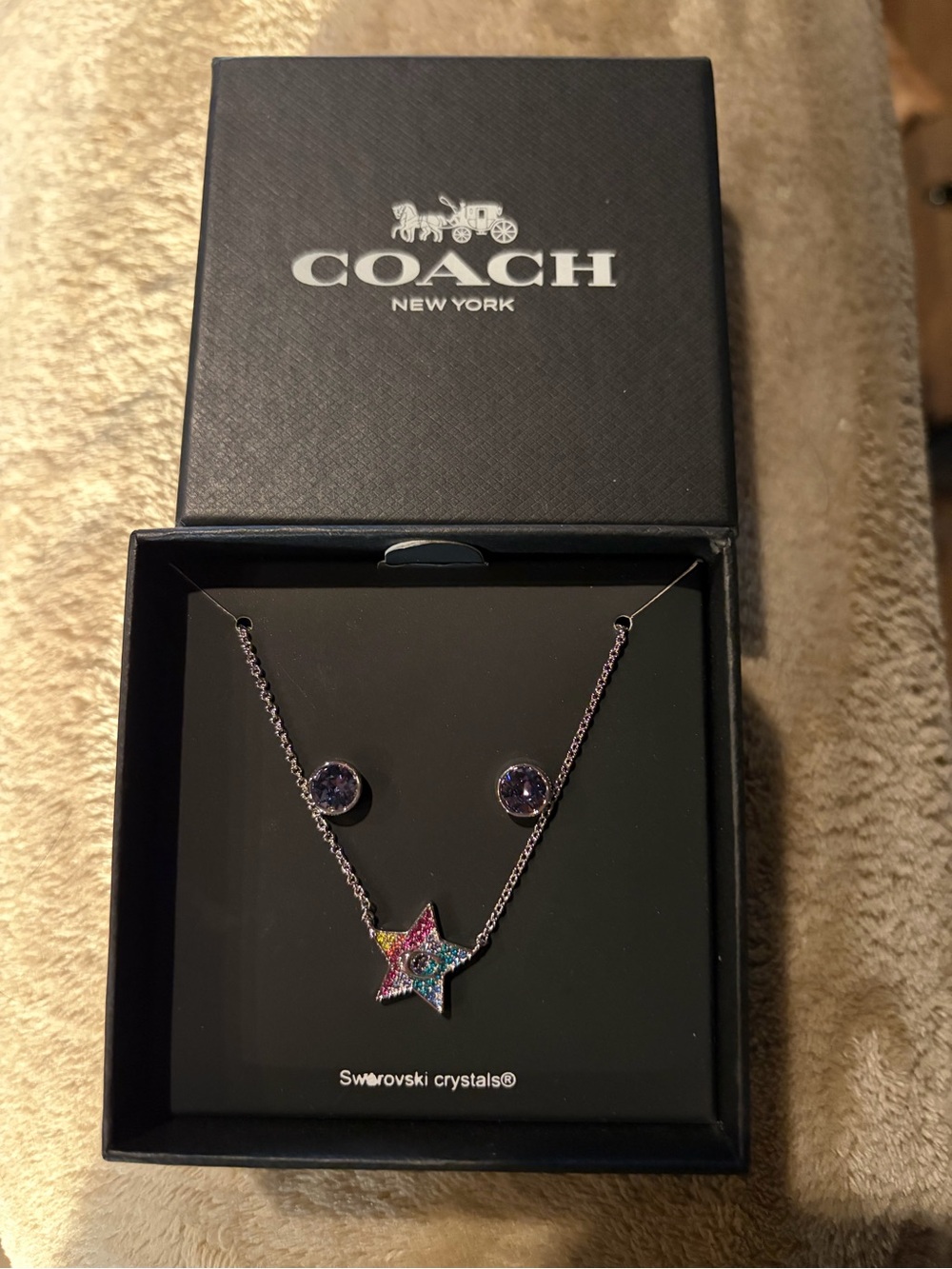 Coach earrings and necklace set nwt